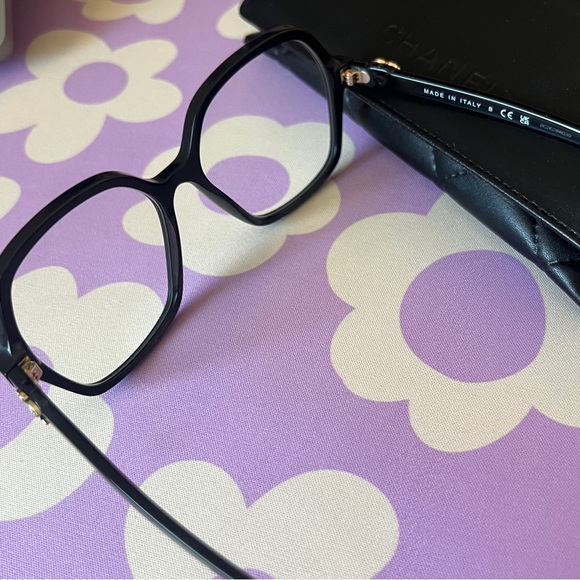 CHANEL Square Black Frame Logo Anti Reflection Eye Glasses - Picture 7 of 8